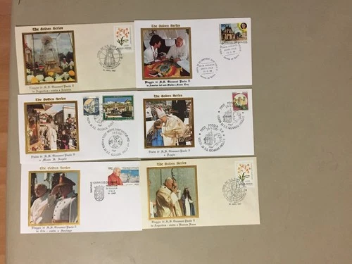 Six POPE PAUL II GOLDEN SERIES fdc:Bolivia,Argentina,Chile,Italy