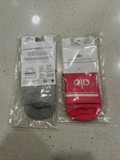 ALO Women's Crew Length Socks Logo Theme Striped Multicolor Size LG 2 Pairs