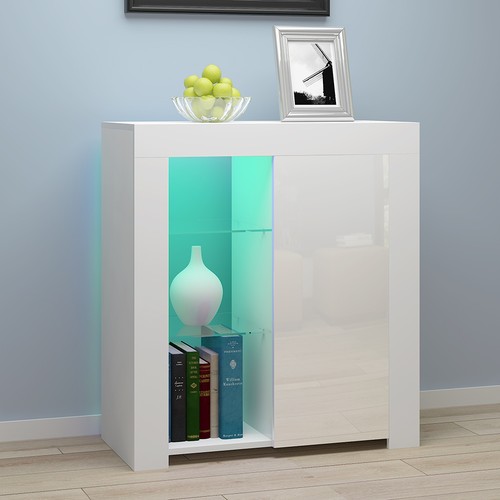 Wood Sideboard Display Cabinet with LED Lighting for Living Room Storage Cabinet - Picture 35 of 36