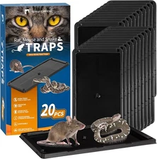 LULUCATCH Sticky Mouse Trap, 20 Pack Large Glue Traps, Pre-Baited Heavy Black 