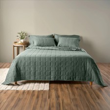 Cotton Linen Blend Quilt Set, Flagstone, King/California King