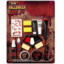 16 Pcs Halloween Makeup Kit - Face Body Paint, Liquid Blood Gel, Zombie Costum