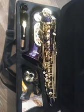 Mendini Alto Saxophone with Black Case Purple Body Gold Keys Musical Instrument