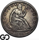 1855 Seated Liberty Half Dollar w/ Arrows, Better Date, VF