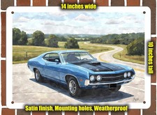 Metal Sign - 1970 Ford Torino 429 Cobra Jet Watercolor - 14x10 Metal Sign - 1970 Ford Torino 429 Cobra Jet Watercolor - 14x10