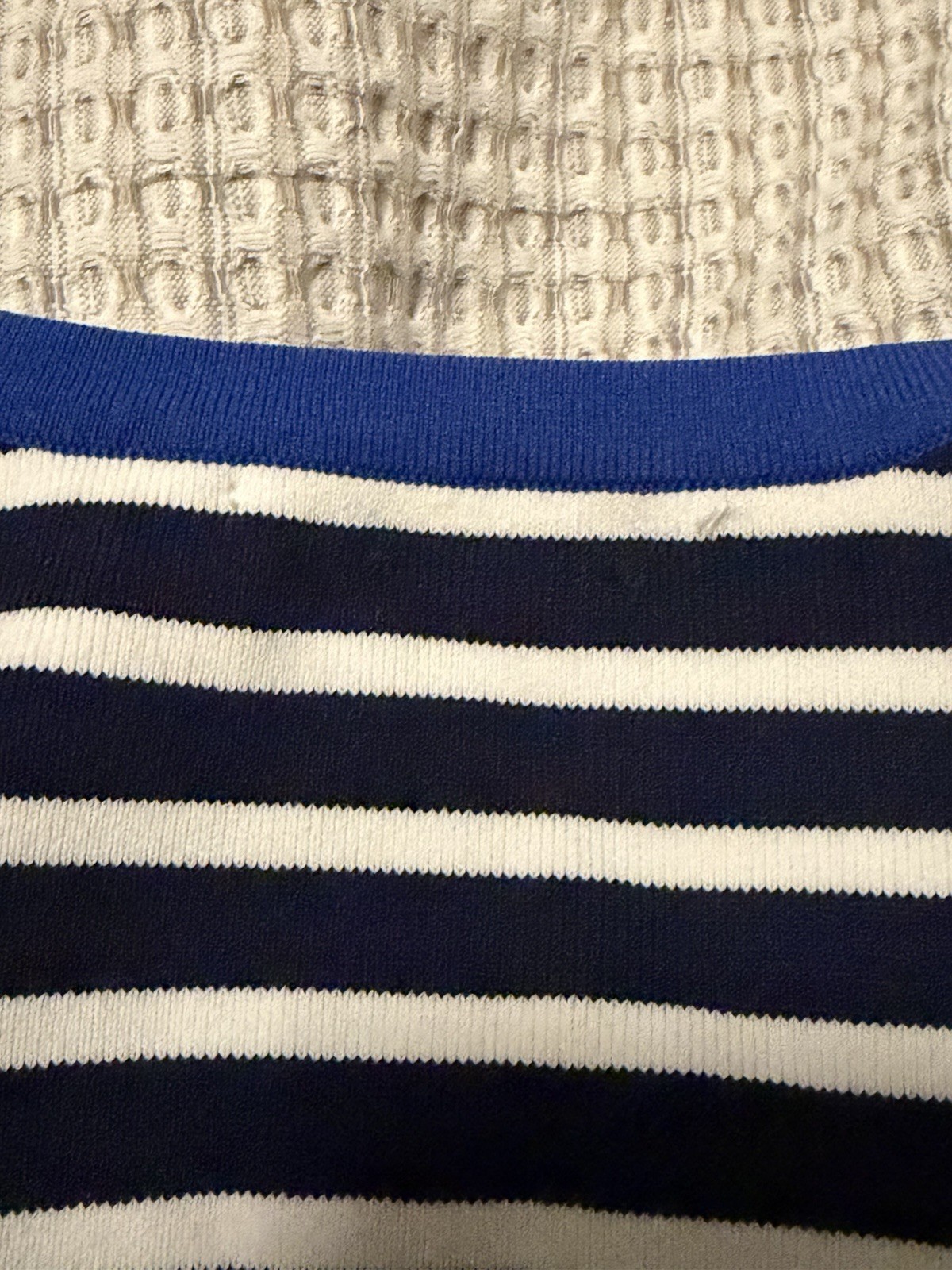 Michael Kors Women’s Navy Blue And White Striped Sleeveless Bodycon Long Dress L thumbnail 6