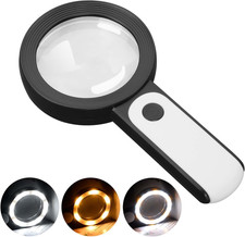 Magnifying Glass with Light, Handheld Large Magnifying Glass 18LED Cold and Warm