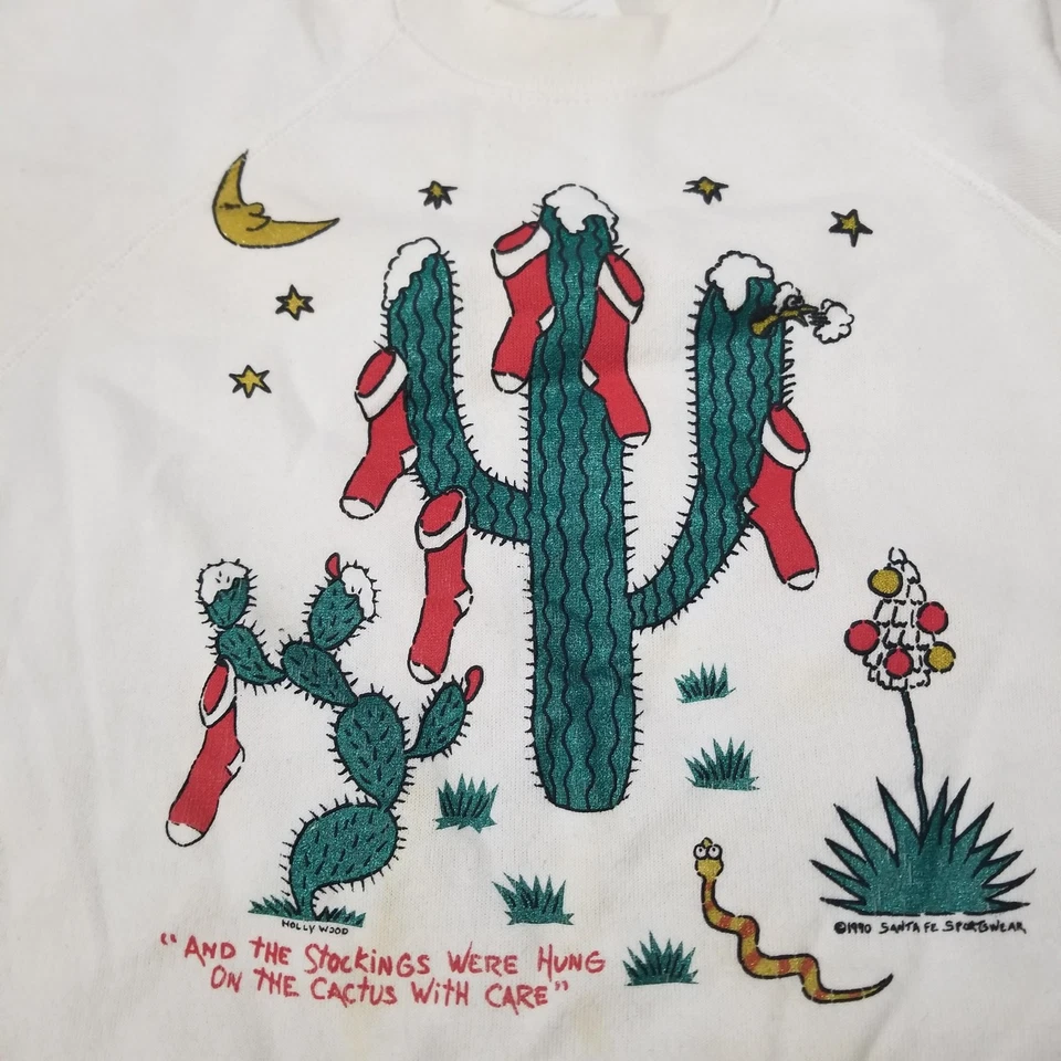 Sudadera Vintage Hanes Navidad Vacaciones Mujer XL Feo Retro Cactus Foto 2 de 4