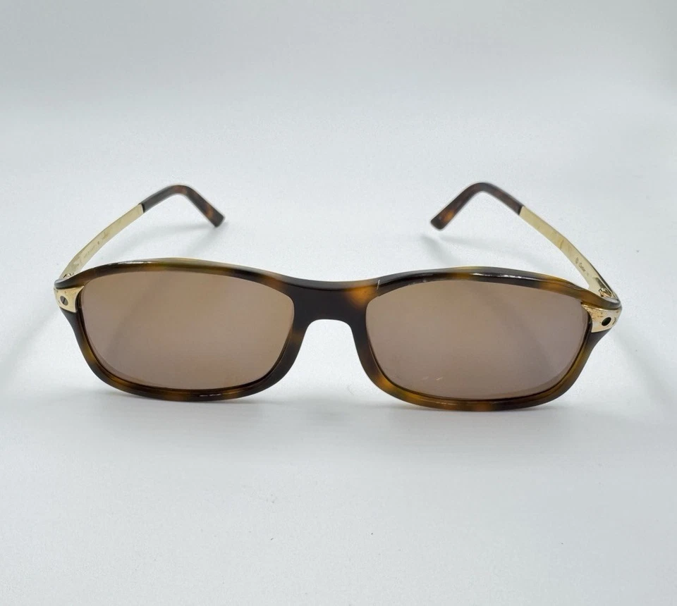 Occhiali da sole vintage Cartier Santos guscio tartaruga marrone oro anni 90 per riparazione ricambi - Immagine 2 di 4
