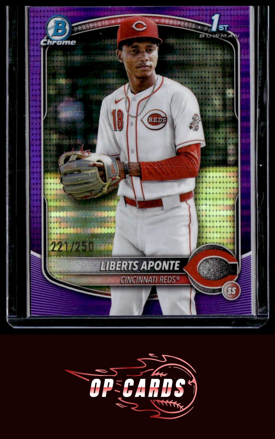 Liberts Aponte 2025 Bowman Chrome #BCP-174 Prospects Purple Pulsar #/250