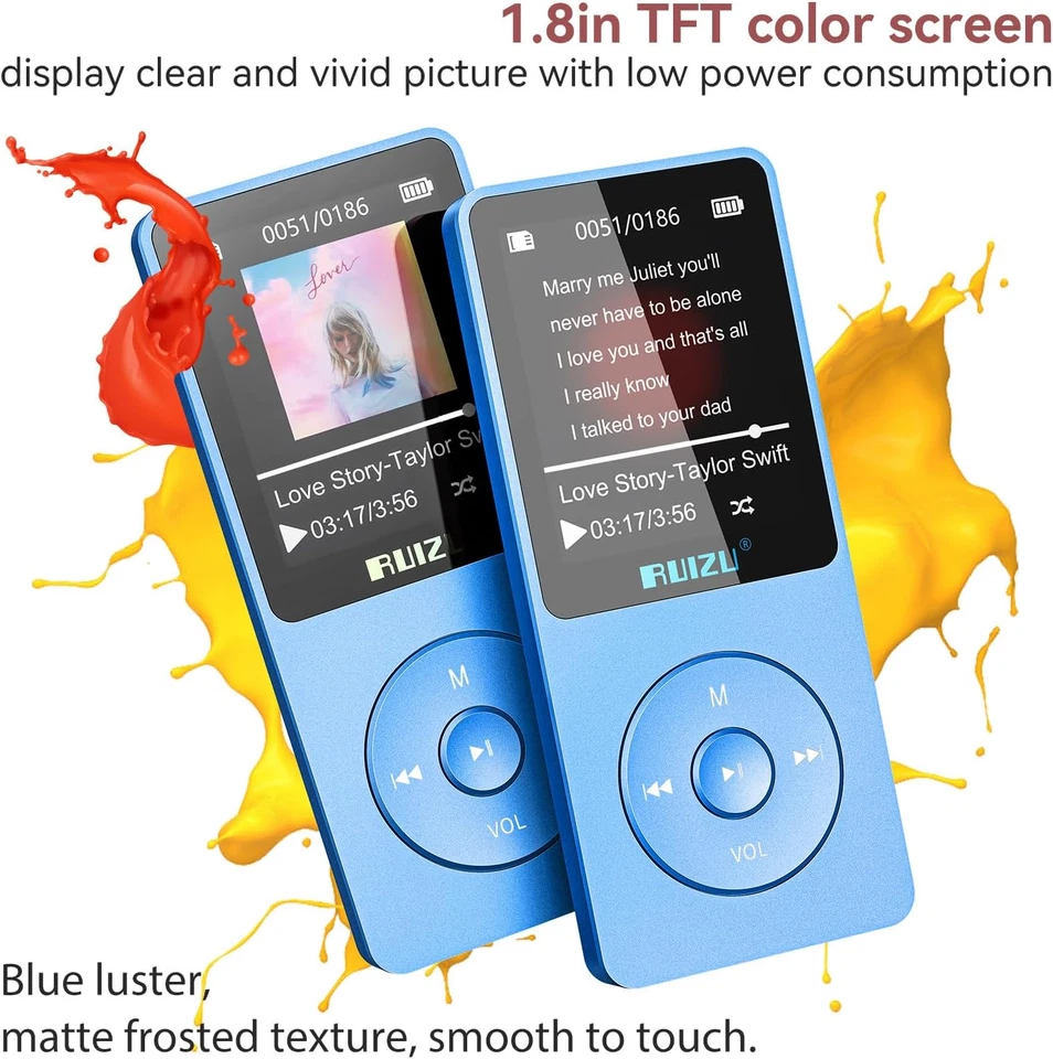 RUIZU 64GB MP3 Player with Bluetooth 5.3, Weight 0.055 lbs, Portable Music Playe - Image 3 of 4