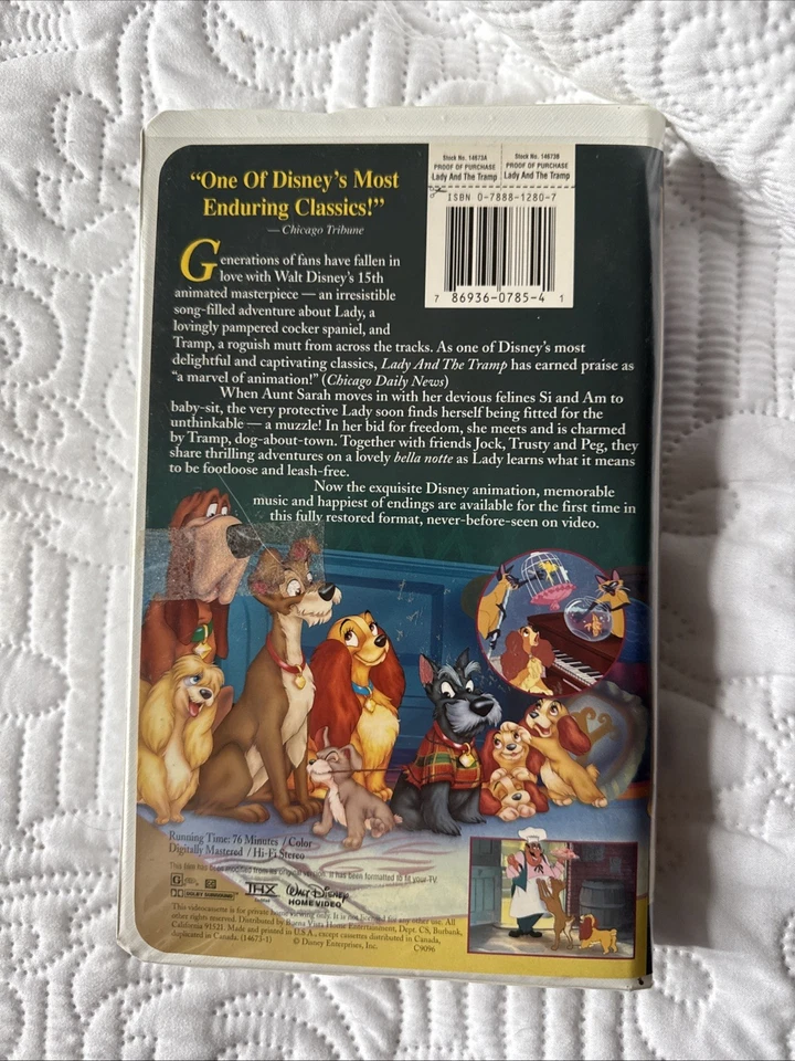 Walt Disney's Masterpiece Lady and the Tramp 1998 VHS Clamshell Edition - Image 3 of 4