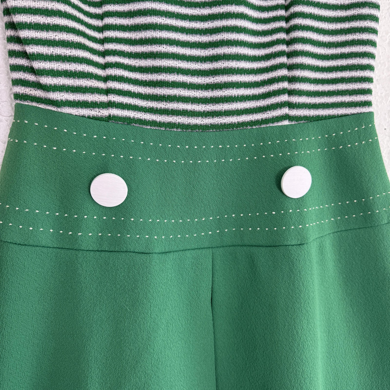 Vintage Linda Originals Dress Womens 10 Green Whi… - image 7