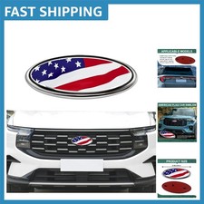 Patriotic 9-inch Front Grill American Flag Badge - Compatible With Ford Trucks