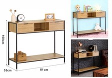 Consolle Moderna 2 Cassetti Stile Industriale Legno e Metallo 81x35x100cm