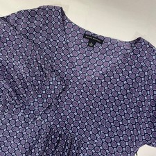 Banana Republic Silk Blouse Top Purple Geometric Print Small S