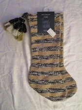 2 Striped Christmas Stockings Tassels Mantel Artisan NY Home 22" NWT Lot 2