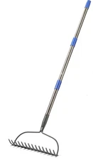 Garden Rake 5 FT Metal for Lawns Level Head Rakes with Stainless Steel Handle
