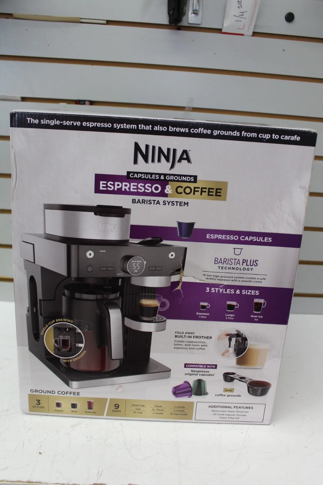 NINJA CFN600 Espresso & Coffee Maker Barista System 3 Espresso Brew Styles NEW