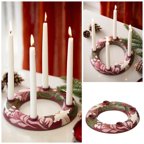 Kerzenhalter Kranz Adventskranz Ø 24Cm Engel Bungalow KerzenstäNder Handgemacht-image