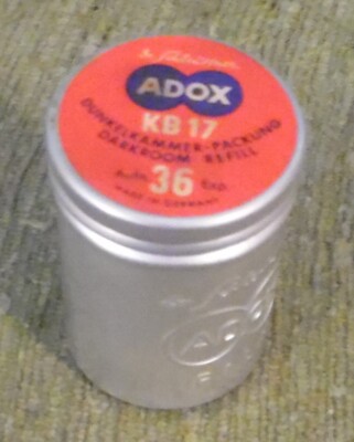 Old Tin, Tin, Film Tin, Adox KB 17, Diameter 3.5 cm, H 5 cm