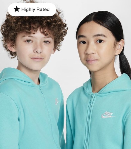 Nike Sportswear Club Fleece Big Kids Full Zip Hoodie Green Frost Sz Medium $50 - Picture 3 of 7