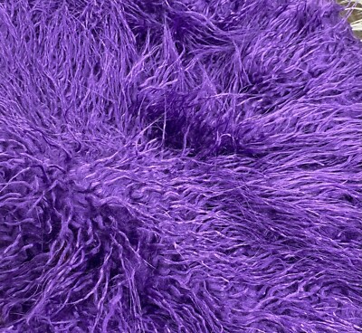 Purple Mongolian faux fur long hair pile fabric BY THE YARD 58'' Wide
