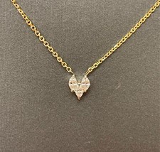 Dainty 18K/14K Gold Natural Marquise Diamond Heart Shape Pendant Necklace