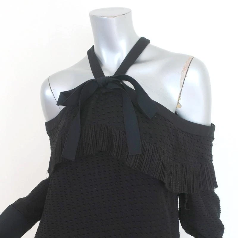 Proenza Schouler 挖肩连衣裙黑色荷叶边波点 Fil Coupe 尺寸 6 — 第 4/4 张图片