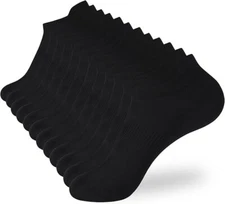 Mens Bamboo Ankle Socks with Heel Tab Low Cut Thin Athletic Performance 6 pairs