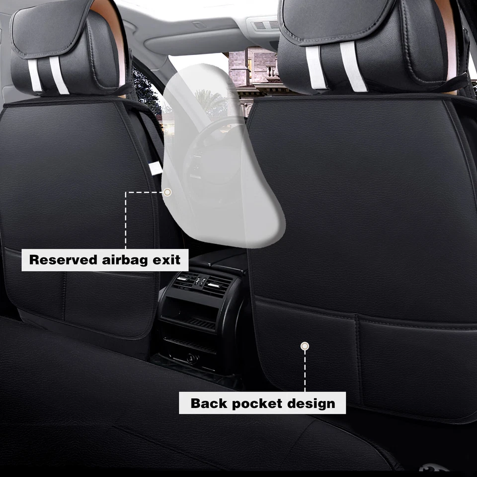 For BMW Car Seat Cover Leather Front Rear 5-Seats Protectors Full Set Cushion Foto 4 de 4