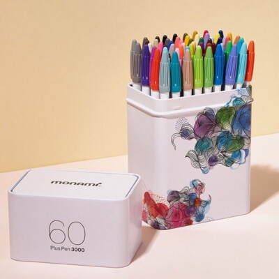 Monami Plus Pen 3000 60 Color Set with Tin Case Limited Edition