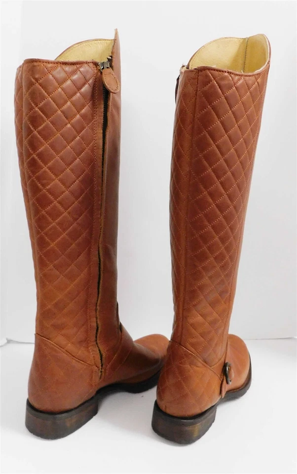 Botas de montar Justin para mujer hasta la rodilla marrón cremallera cuero acolchado MSL701 correa 8 B Foto 4 de 4