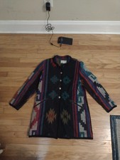 Vtg Native Jackets Santa Fe Womens Size Large Wool Button Front Coat Southwest