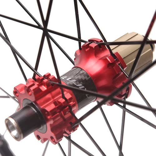 Juego de ruedas de bicicleta de carretera con rodamiento de cerámica de carbono 700C 51 mm bloqueo central profundo/buje de 6 pernos - Imagen 16 de 24