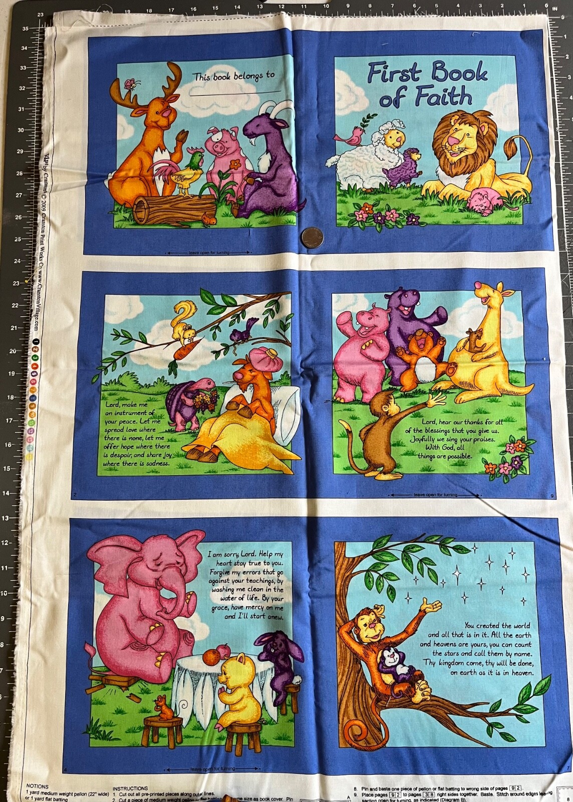 Vintage First Book of Faith Fabric Panel Cut & Sew Craft by VIP Cranston