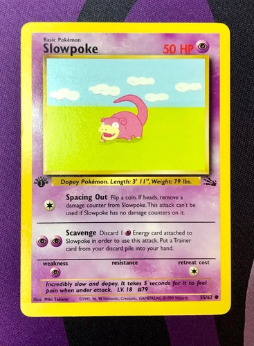 Pokémon Fossil SLOWPOKE 55/62 1st Edition Non-Holo COMMON NM/LP OC Vintage (B)