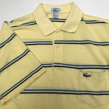 Vintage Lacoste Izod Men  s Yellow Blue Striped Polo Shirt Singapore Sz Large