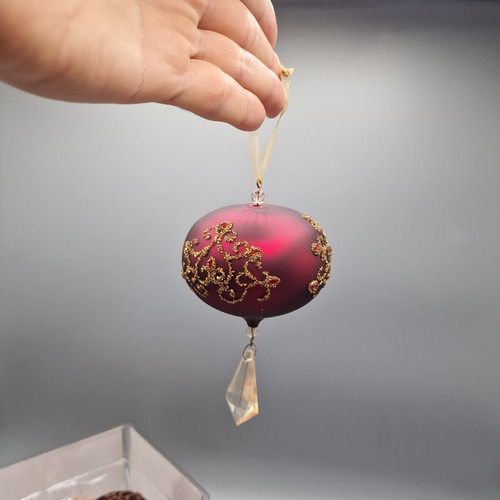 Vintage Dillard Trimmings Christmas Ornaments Ball With Pendant Burgundy - Picture 11 of 15