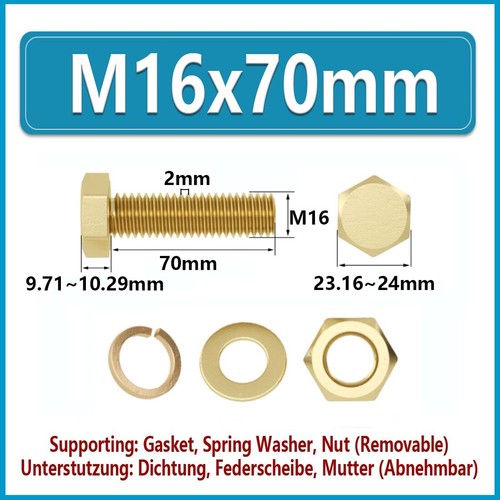 Tornillos hexagonales de latón M3 ~ M16 con tuercas y arandelas y pernos completamente roscados - Imagen 94 de 97