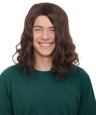Adult Men's Brown Barebone Long Wavy Wig | Best for Halloween | Flame-retardant