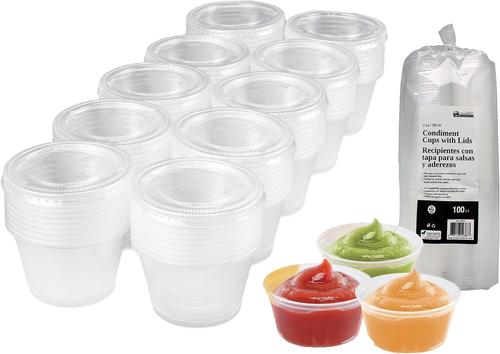 Condiment Cups With Lids 100 Sets Per Pack Small Plastic Containers For Salad D - Picture 7 of 12