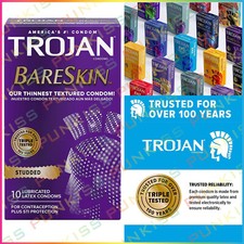Trojan Studded Bareskin Ultra Thin Condoms Premium Quality Latex Lubricated