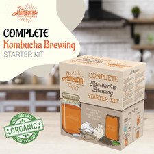 Complete Kombucha Brewing Starter Kit - Scoby and 16oz Starter Tea  supplies