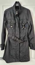 Sos Jensen Military Black Trench Coat Ladies Small