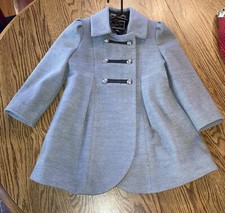 Rothschild Girls Band Master Coat Size Med 5-6 Grey Silver Buttons Dressy