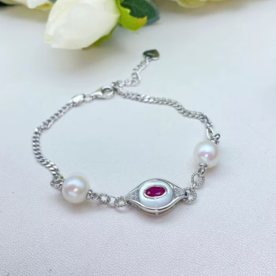 classic9-10mm south searound  white pearl bracelet 7.5-8''925s(T)