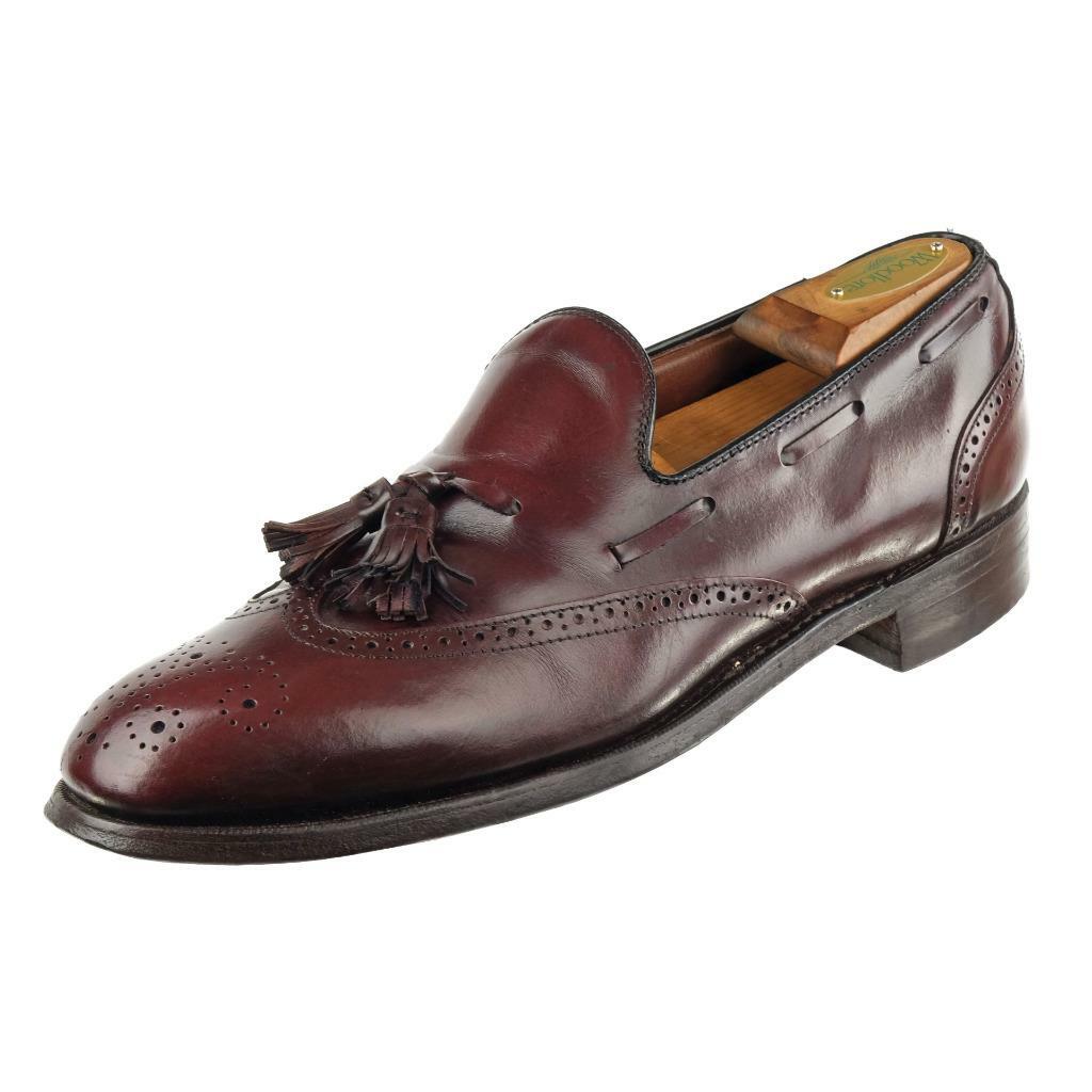Vtg Bostanian 12 Wing Tip Loafer With Tassels Dark Brown Stacked Heel Vtg Bostonian Long wing Leather Tassel Loafers Size 12 B/AA  main image 2