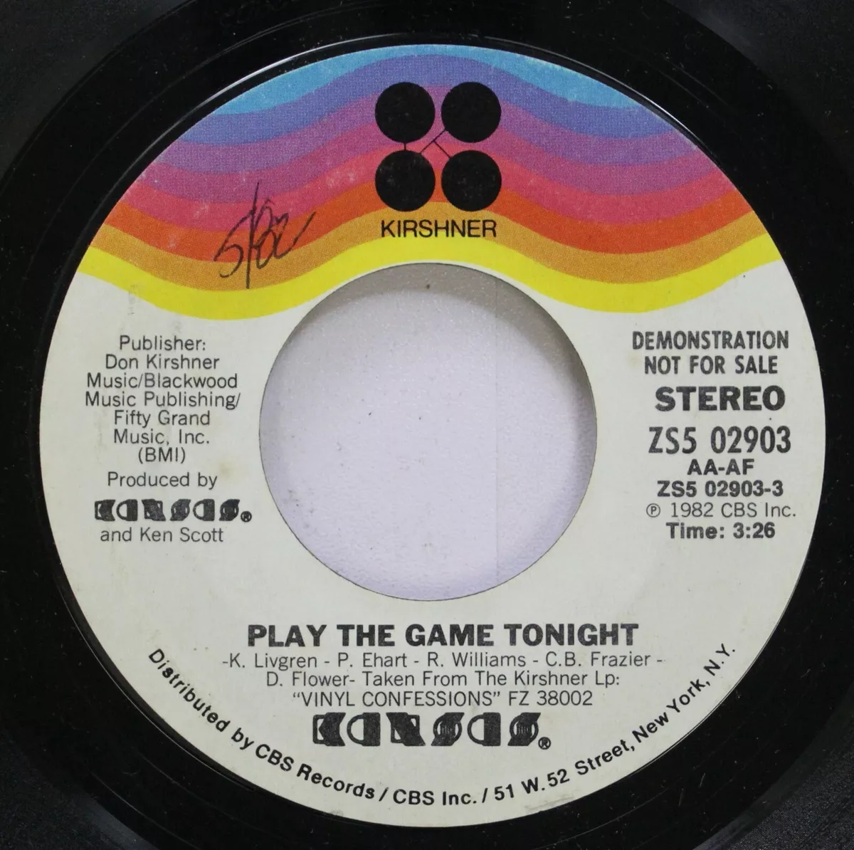 Rock Promo 45 Kansas - Play The Game Tonight / Play The Game Tonight On  Kirshner