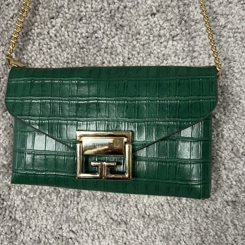Womens Mini Crossbody Handbag Faux Leather Croc Chain Strap - Picture 13 of 22